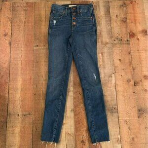 madewell womens size 23 button fly cropped raw hem mom denim skinny jeans